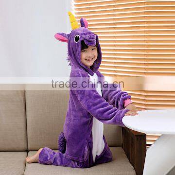 Fashionable Fleece Children Unicorn Onesie Cute Purple Unicorn photo-2