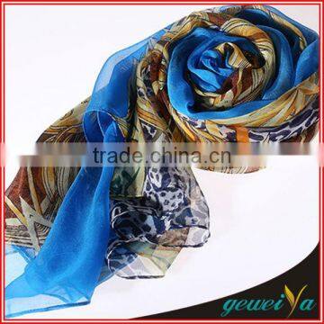 Bule Tribal Style Chiffon Printed Wholesale Shawl