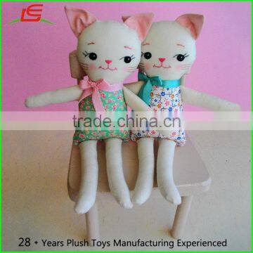 Handmade Cat Floral Sweet Kitty Plush ragdoll children stuffed toy cloth doll