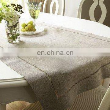 100% pure linen hemstitched table runner in natural color for wholesale