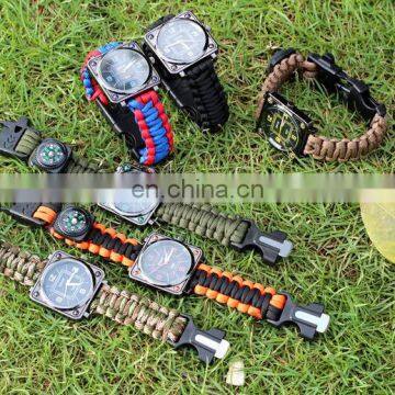 Multifunctional Outdoor survival Kit EDC Whistle Flint Compass Survival Watch