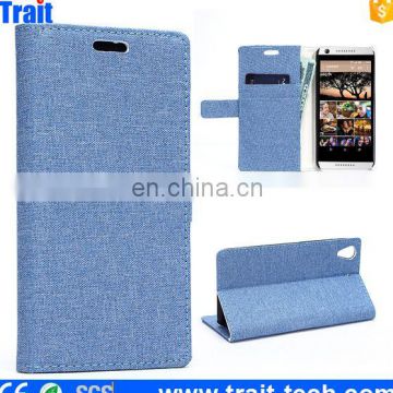 Cloth Texture Pattern Wallet Style Magnetic Flip Stand PC+PU Case for HTC Desire 626