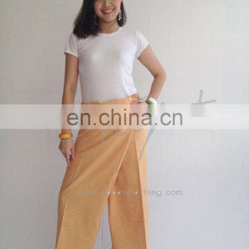 100% Thai Cotton Massage Pants Cream Long Wrap Trouser Thai Massage Fashion Pants