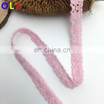 OLCT072 1.4cm Fashion Fine Pink Cotton Tulle African Lace Crochet for Ladies Dress photo-3