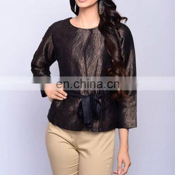 Silk Brocade Tie Up Belt Jacket for women