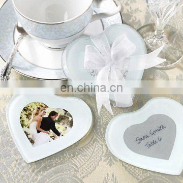 Heart-Shaped Glass Photo Coasters