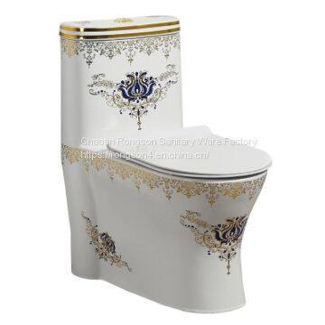 Bathroom cheap golden ceramic bowl hot selling one piece toilet