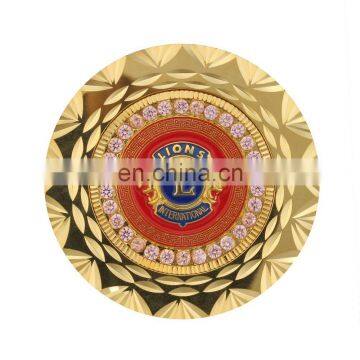 Crystal Decorated Stamp Shinning Gold Coin For Lions