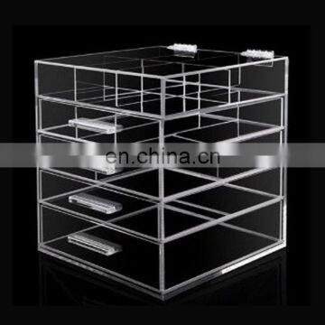 Custom plexiglass acrylic rectangular make-up box flip a drawer to receive box