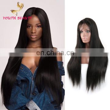 100% real brazilian human hair lace front wig in silky straight style FULL CUTICLE wholesale price