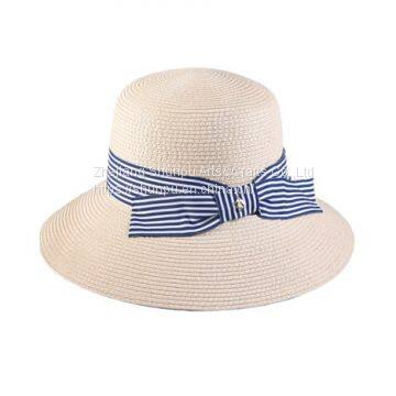 Paper Braid Bucket Hat With Bowknot
