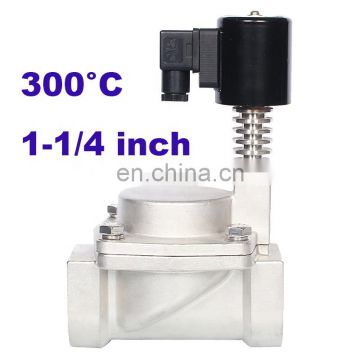 0.5-16bar 2 way normally close steam solenoid valve 300C 1 1/4 inch 24V DC Orifice 32mm high temperature stainless steel valve