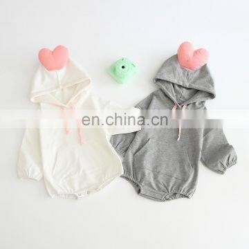 2020 Full Sleeve love hoody children clothing spring autumn button baby girl romper