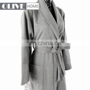 Custom Made Grey French Exquisite Cuffs Shawl Collar Wholesale Bathrobe Hotel for Men photo-3