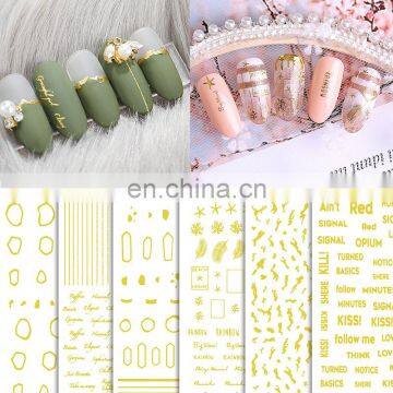 JOYFUL 354-359 Gold English Letter Words 3D Adhesive Japanese Simple All-match DIY Nail Beauty Decals Stickers photo-2