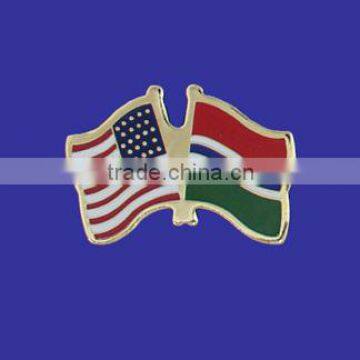 Custom design high quality cloisonne hard enamel filled USA Gambia World Flag Lapel Pin