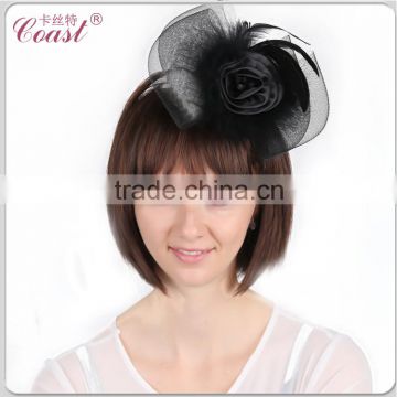 Noble black dancing party wear silk headdress flower