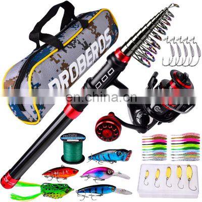 Amazon 1.8m-3.6m Wholesale Telescopic Rod And Reel Combo Fishing Lures Set Fishing Rod Bag Saltwater Fishing Kit