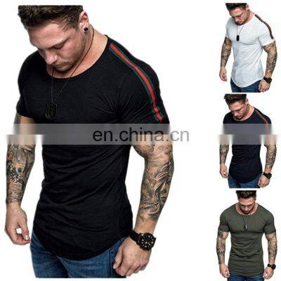 Customized new European and American fashion men's plus size shoulder stitching design short-sleeved men