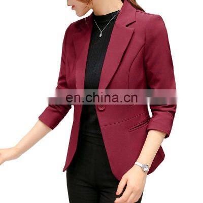 2021 Christmas Spring and Autumn New Slim Korean Style Large Size Long Sleeve Pure Color Fashion Casual Blazer