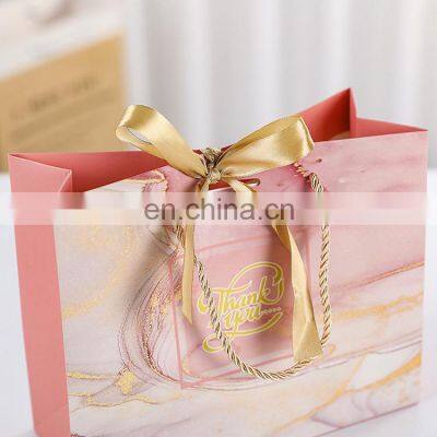 Custom Small Marble Design Pink Wedding Shopping Gift Paper Bags Marble photo-3