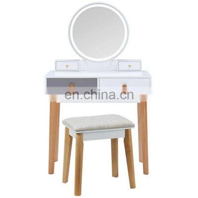 Vanity With Led Light Makeup Mirror Table Dressing Desk With 4 Drawers for Bedroom photo-2