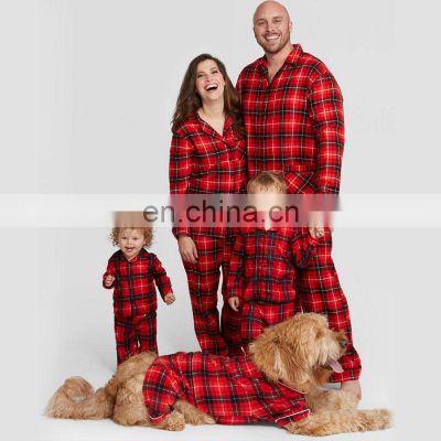 Top Rated Plaid Custom Dog Ladies Wholesale Kids Cotton Family Matching Christmas Pajamas