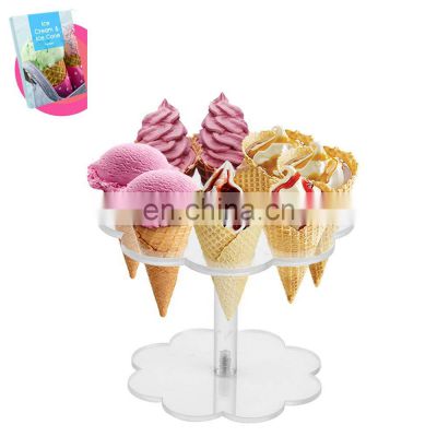 Clear Acrylic Ice Cream Cone Holder Stand 8 Holes Waffle Cone Holder  Hand Roll Holder Sushi Popcorn Sweets Storage Stand