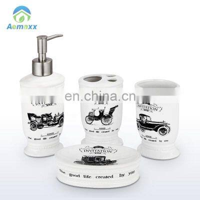 Современный арт-стикер, набор из 4 штук керамических аксессуаров для ванной комнаты, набор аксессуаров для туалетной щетки photo-2