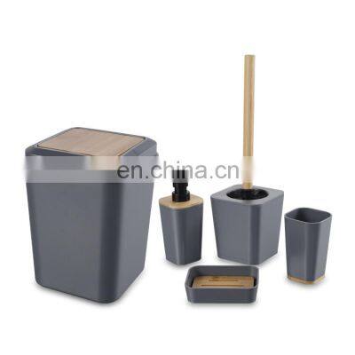 European Style Bamboo Bathroom Accessories Set and Bathroom Accessories in Black Complete Bathroom Accessory Set photo-1