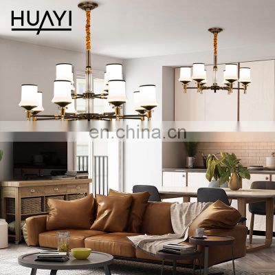 HUAYI Simple Style Hotel Drawing Room Restaurant E27 40W Modern Indoor Copper Decoration Chandelier