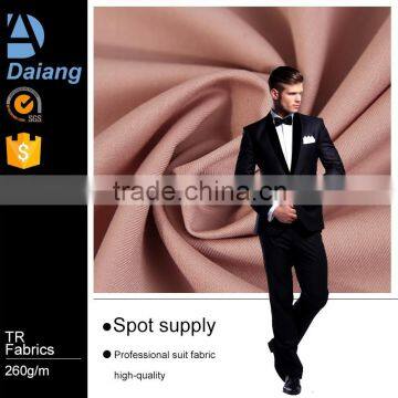 wholesale 260g tr twill dyed softtextile men's suit fabric with high quality factory in china in stock