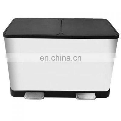 Garbage Container Can Metal Small Recycle Stainless Steel Kitchen Waste Foot Step 2 Compartment Trash Bin