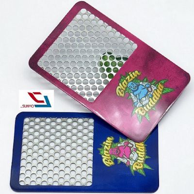 Custom logo weed herb crusher grinder tobacco cards stainless steel metal grinder business card