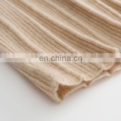 Women's Casual Solid Pattern Knit Crew Neck Pullover Winter Ribbed Cashmere Sweater With Button Decoration OEM Service Available photo-5