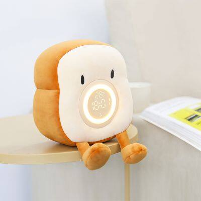 Creative Toast Plush Alarm Clock Light Cartoon Multifunctional Student Alarm Clock Kids Bedroom Bedside Bread Style photo-5