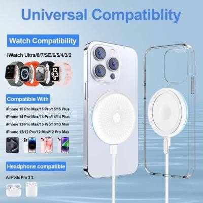 Custom Logo Magnetic Wireless Charger Pad 15w Fast Charging Pad Cell Phone Charger Holder for IPhone 12 13 14 15 16 Pro Max