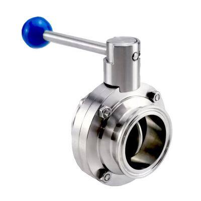 SS316L TC Ends Sanitary Manual Stainless Steel Butterfly Valve