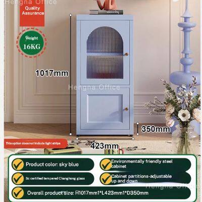 Little Reeded Glass Accent Cabinet SD-L934 | Anti-Toppling Cold Rolled Steel Frame 800mm Length for Nursery Toy Storage - Customization for France