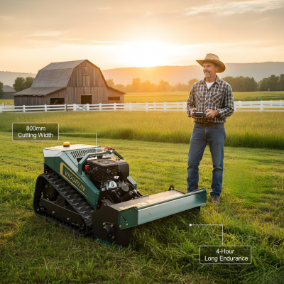 Heavy Duty Flail Mower, Vigorun MTSK800 Loncin 420CC Benzinmotor-Remote-Roboterrasenmäher für steile Hänge