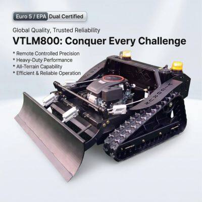 Industrial Grade All-Terrain Crawler Remote Controlled Brush Mower 60° VTLM800 800mm With Snow Blade
