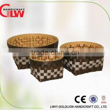 Set of 3 traditional hand woven wood chip basket