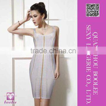 Summer Dress 2015 new style double zipper slim gray sexy bandage dress