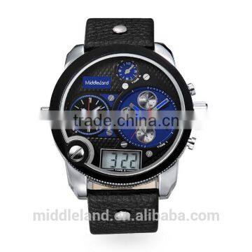 Top Fashion Luxury Double Movement Digital MAN Watch Natural SPORT Digital and Quartz Movement STAINLESS STEEL Watch