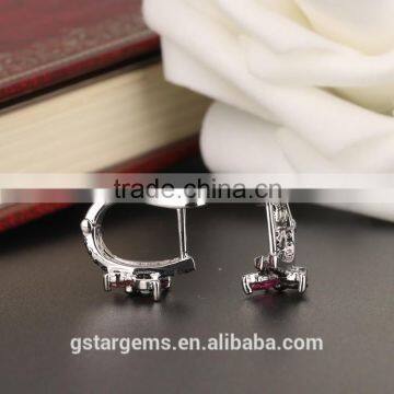 1.5CT Genuine Tourmaline Earring Clip on Earrings 925 Silver 2 Tone Rhodium Plating photo-3