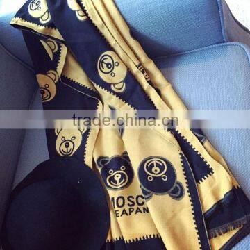 New Ladies Fashion Bear Printed Pashmina Wool Scarf photo-3