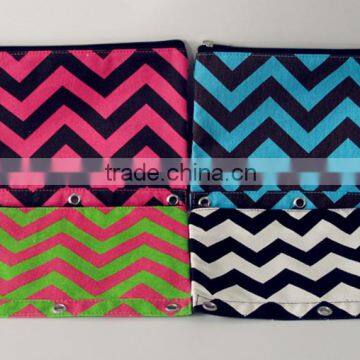 Osni fashion customed wholesle double wave printed colorful 3-ring binder canvas pencil pouch/bag for colleage