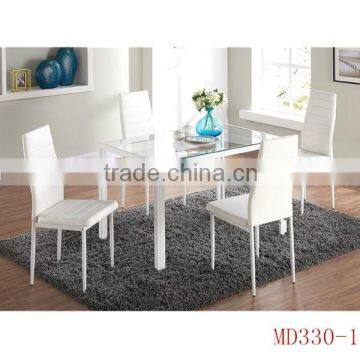 hot sale cheap glass top metal frame dining table and chair