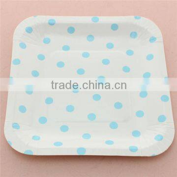 China Wholesale Fancy Dotted 7 Inch Square Paper Plates photo-3
