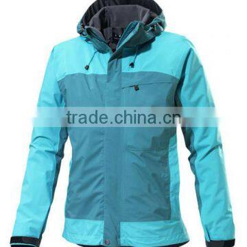 Fully seam typed waterproof 100%polyester ladies out door Rain jacket